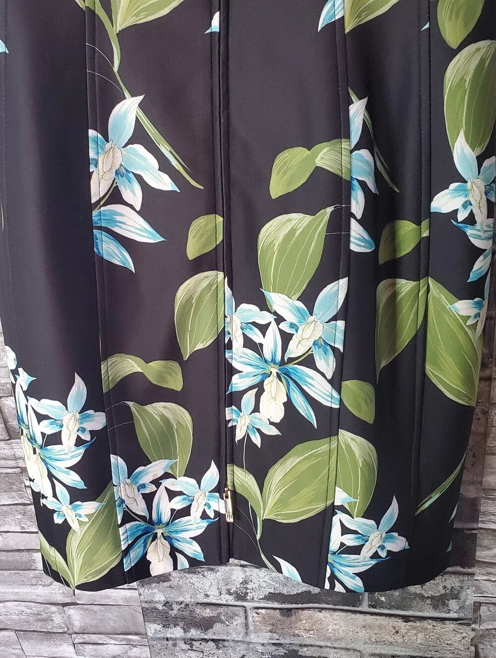 Tommy Hilfiger Shift Floral Midi Dress Front Zip Sophisticated Formal Elegant 12